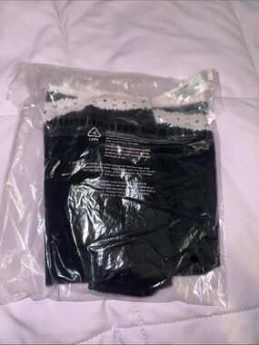 NWT PINK Victoria’s Secret Black with Pink Lace Trim Boy Short Panty
